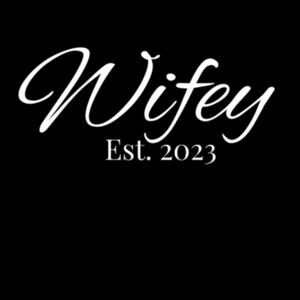 Wifey Est 2023 V-Neck Tee (white logo) Design