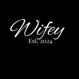 Wifey Est 2024 V-Neck Tee (white logo)  Design